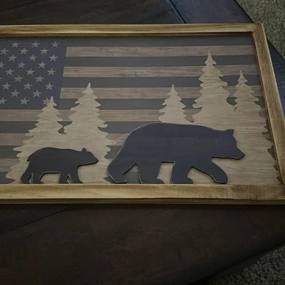 NWT Open Road Bass Pro Bear Americana wall art - Picture 2 of 5